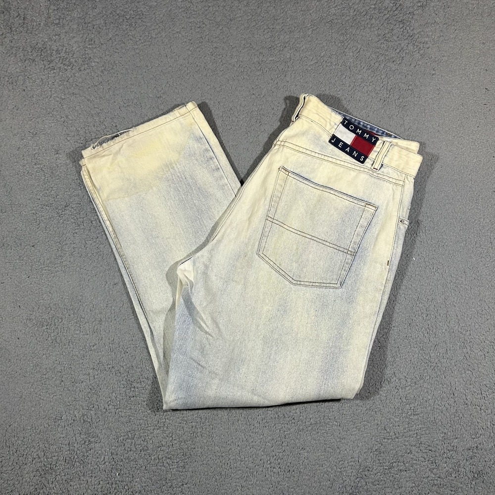 Y2k Tommy Hilfiger Loose Fit Jeans Freedom Bleached Straight Leg Men's 36 #3701